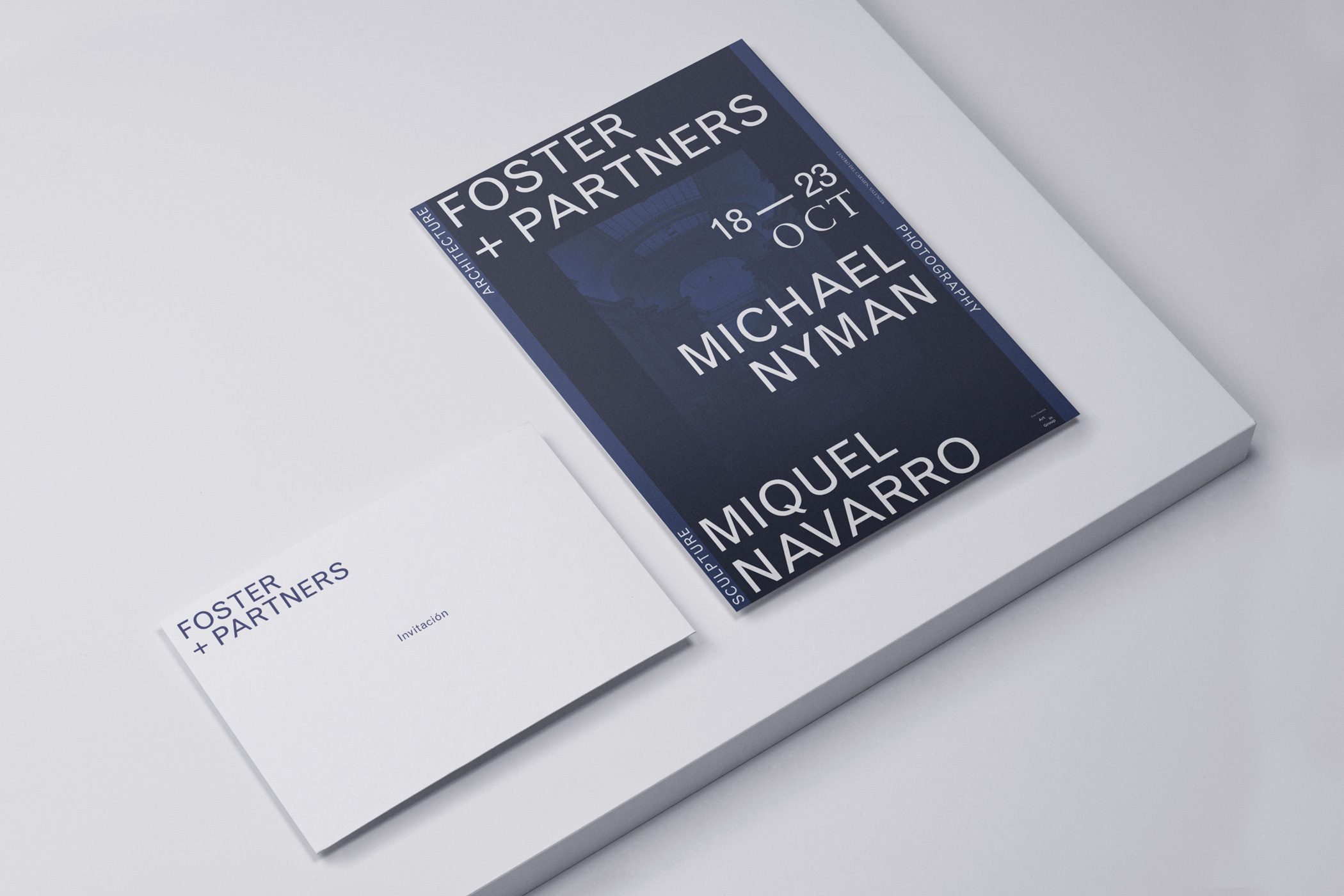 Miradas - Diseño y identidad visual para la exposición Miradas con Foster+Partners, Miguel Navarro y Michael Nyman